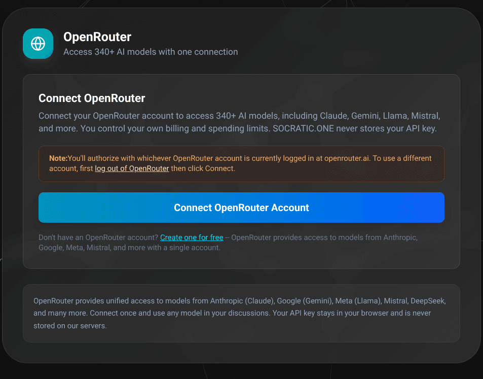 OpenRouter authorization screen showing the permission scope before approval