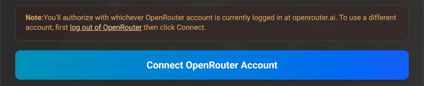 The Connect OpenRouter Account button inside Socratic ONE, with the note that authorization uses whichever OpenRouter account is signed in